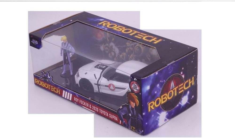 アウトレット品 スケールモデル トヨタ スープラ 2020年モデル ROBOTECH ロイ フォッカー フィギュア付 ダイキャスト製法 重厚質感 細部精密再現 スポーツカー 世界観融合 モータースポーツ ファン コレクション 限定版 アニメ コラボレーション