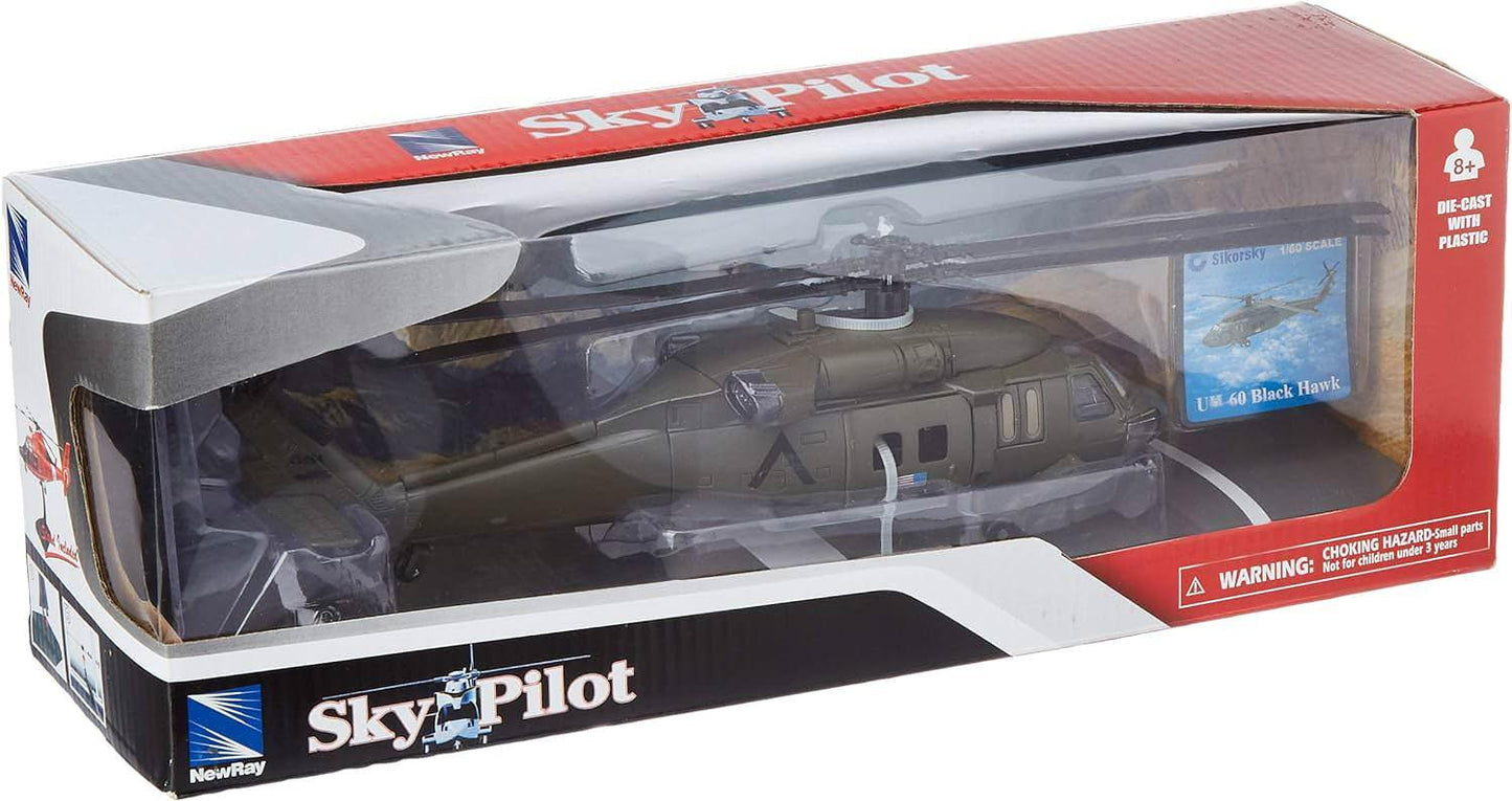 アウトレット品 ミニカー NEWRAY SIKORSKY UH60 BLACK HAWK シコルスキー UH60 ブラックホーク ヘリコプター グリーン 1:60スケール 精密再現 コックピット ローターブレード ランディングギア 迫力満点 ミリタリーコレクション 航空ファン