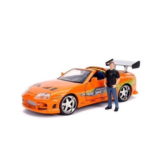 アウトレット品 ミニカー 1 24 F&F BRIANS TOYOTA SUPRA BRIAN OCONER 映画登場車両 精巧再現 高品質フィギュア付き 長期間色あせしにくい コレクション中心 インテリアアクセント ワイルドスピード愛好家贈り物 誕生日プレゼント最適