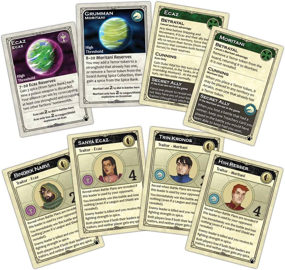 ボードゲーム デューン拡張セット エカズ&モリタニ ダイスタス テーブル ゲーム Dune Ecaz Moritani Expansion 伝説 砂の惑星 アラキス 権力闘争 新勢力 導入 交渉 戦術 テロ 同盟 ランズラード アンバサダートークン
