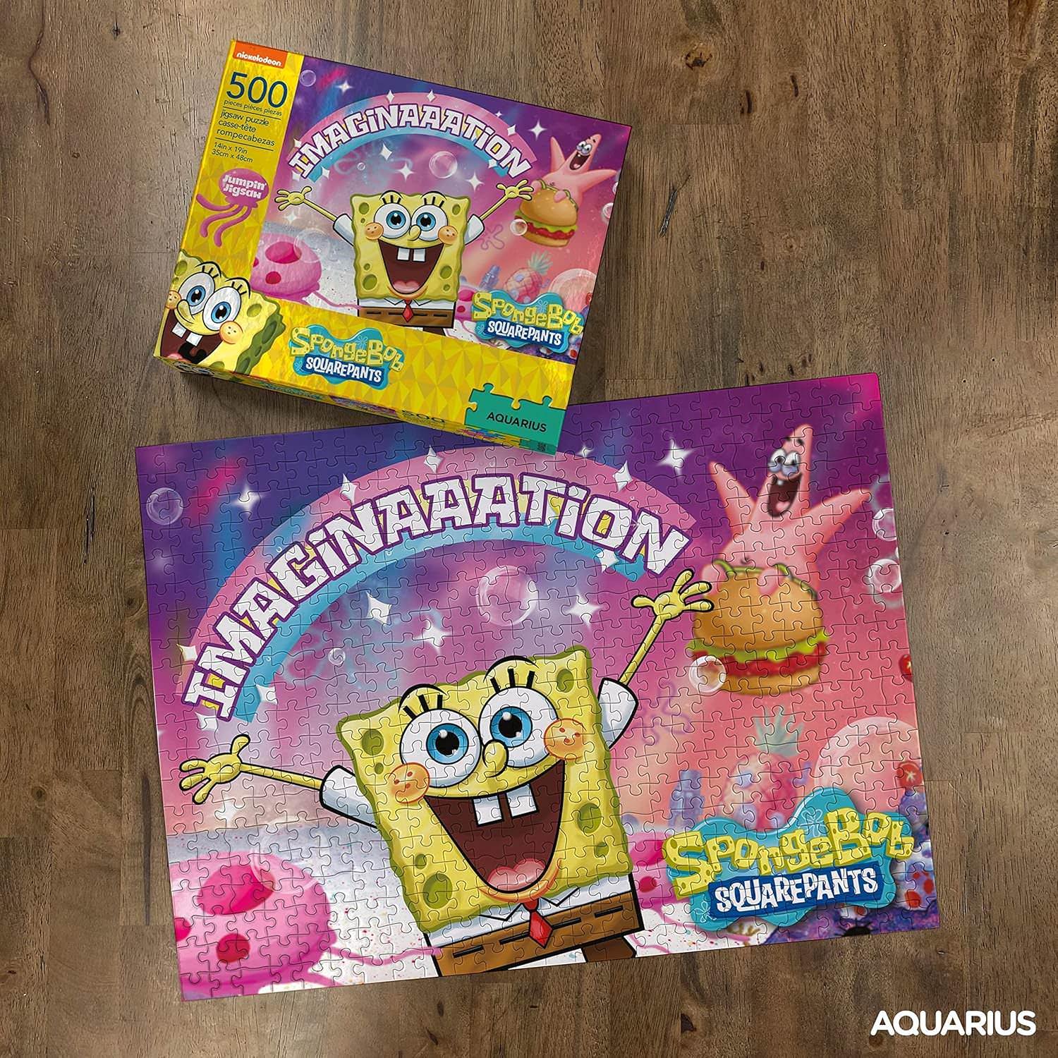 ジグソーパズル スポンジボブ スクエアパンツ イマジネーション 500ピース Aquarius 高品質公式ライセンス製品 ニコロデオン 精密カット技術 鮮やか色彩 厚手紙使用 コンパクトサイズ ビキニボトム海底世界