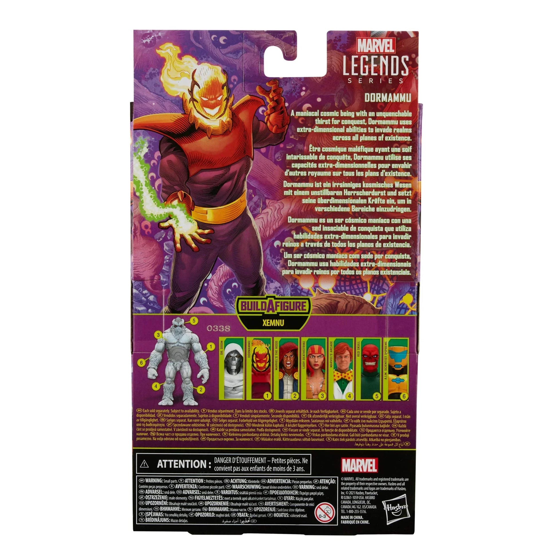 アクションフィギュア マーベル・レジェンド スーパーヴィランズ ドーマムー ハズブロ 火炎頭部 紫コスチューム 高可動 付属エネルギーエフェクト パーツ ビルドアフィギュアゼムヌパーツ コレクション向け