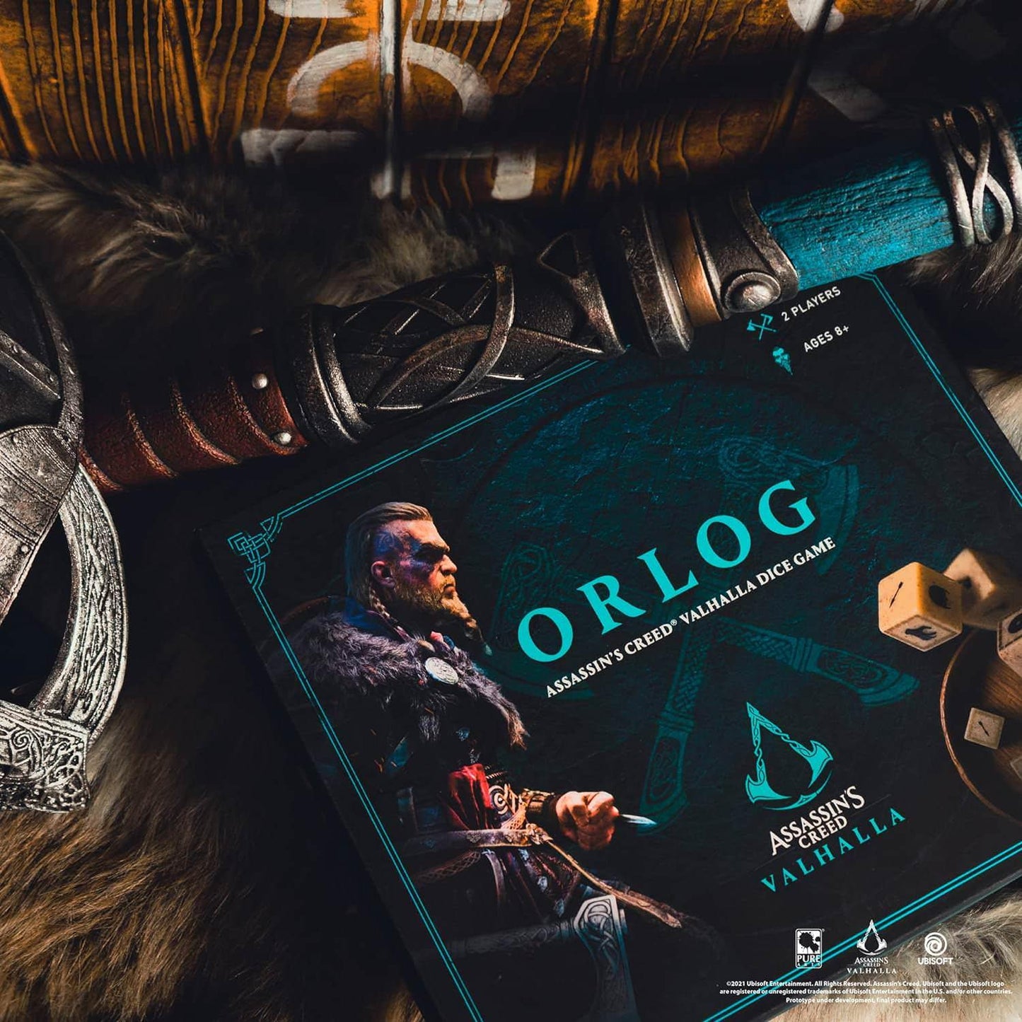 アウトレット品 ボードゲーム オルログ アサシンクリード ヴァルハラ 公式ライセンス品 簡単ルール 2人用 15分程度プレイ 古風デザイン 神々の特殊能力 活用 戦略的勝利 運と選択の融合 バイキング雰囲気満載 戦略対戦ゲーム