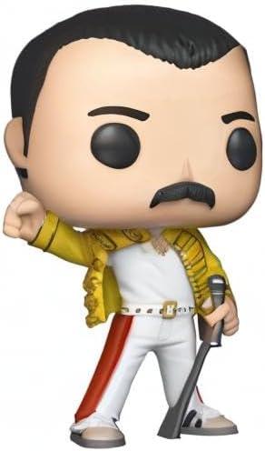 アウトレット品 フィギュア Funko Pop Freddie Mercury 96 Queen ロックバンド フレディマーキュリー 黄色ミリタリー風ジャケット ウェンブリースタジアム1986年ライブ パフォーマンス再現 高さ約9.5cm コレクターズアイテム デフォルメデザイン