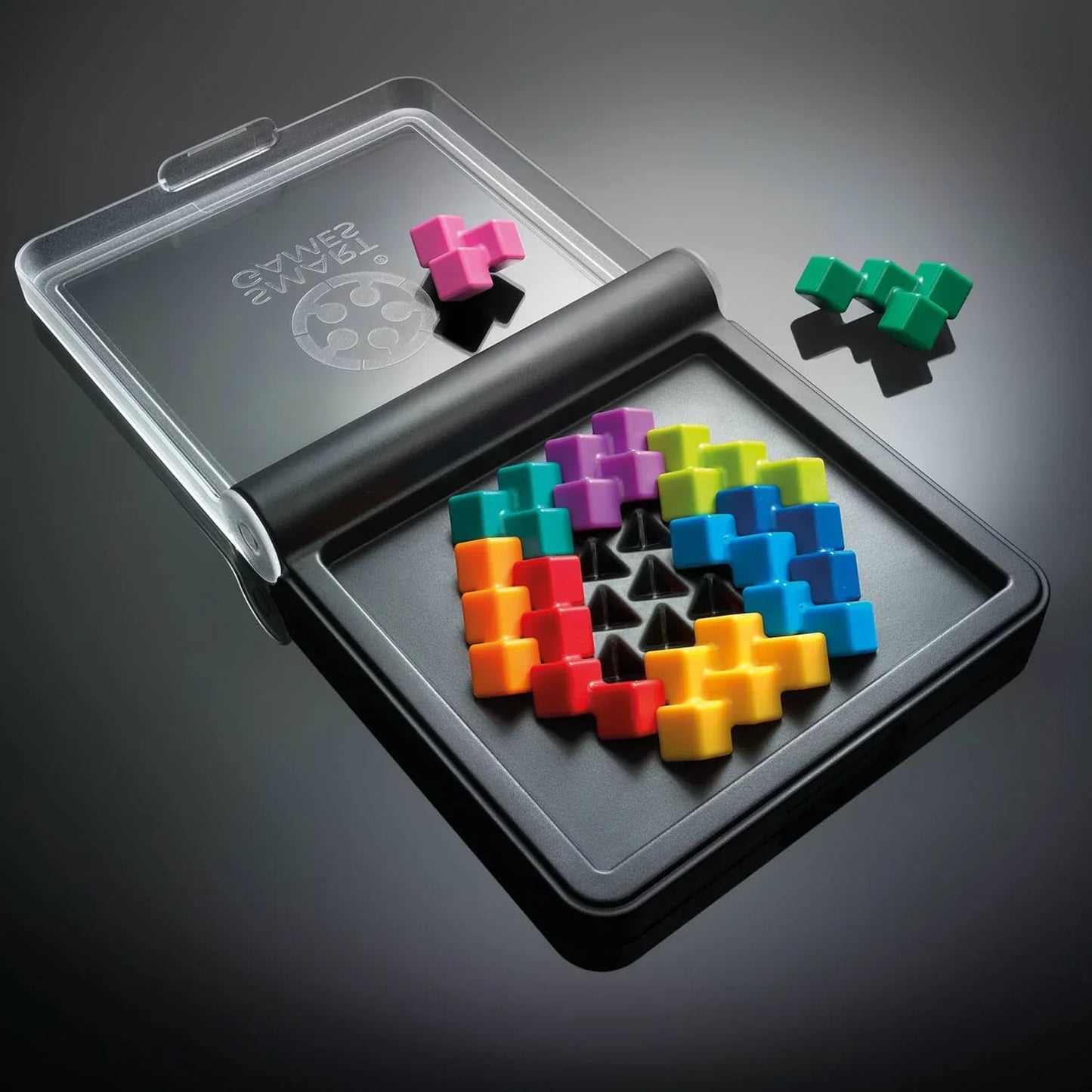 アウトレット品 知育玩具 論理的思考力を鍛える本格パズルゲームIQパープレックスSMART GAMES ベルギー発120問多彩なチャレンジ問題収録コンパクトトラベルケース設計12歳以上対象脳トレゲーム