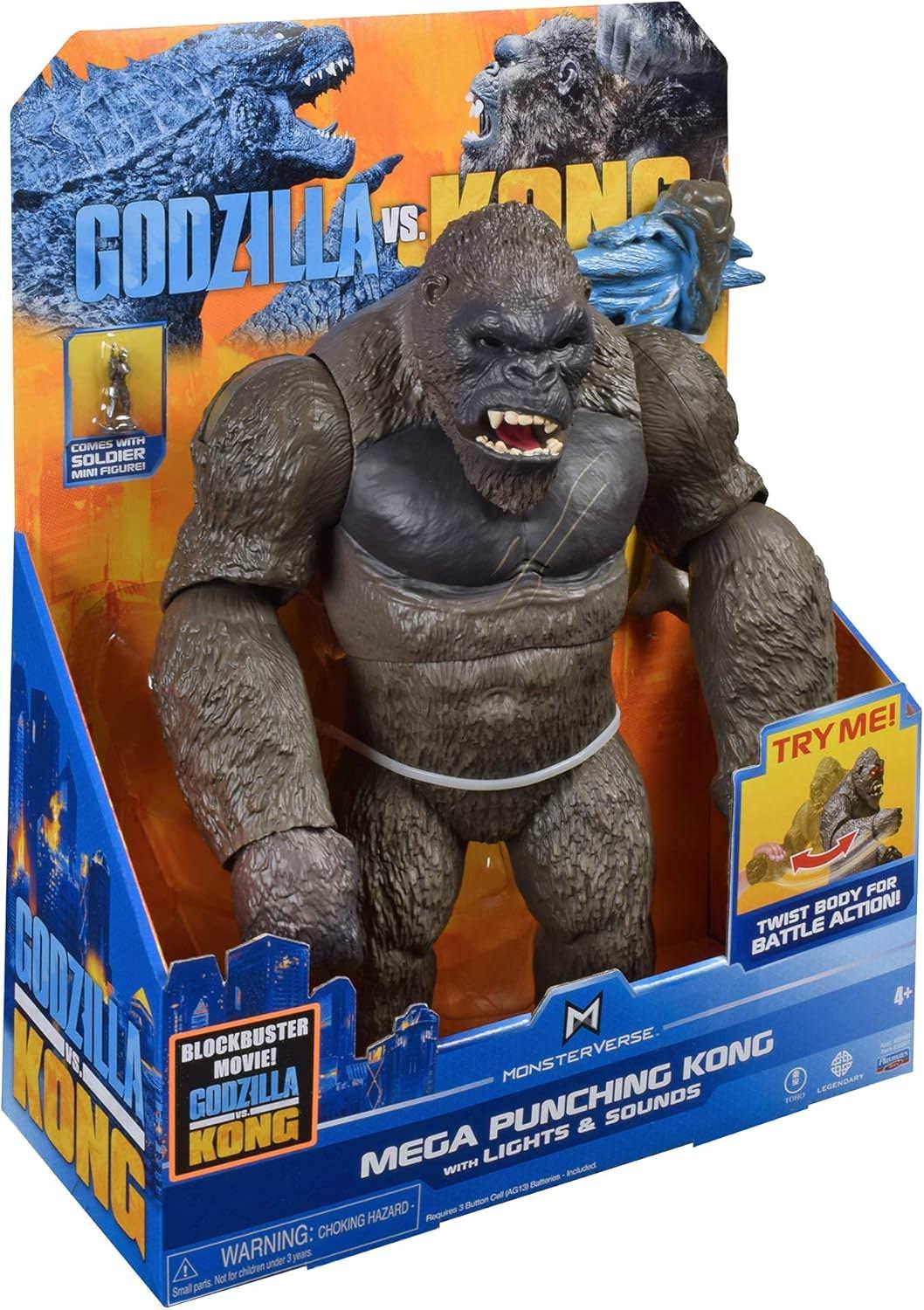 フィギュア Mega Punching Kong コング フィギュア 高さ33cm 迫力満点 胴体ひねる強力パンチアクション 目光りリアル咆哮音 魅力深い知性と感情表現 髑髏島守護者 コング モンスターバース レジェンダリー ピクチャーズ ゴジラvsコング