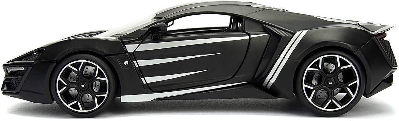 アウトレット品 ミニカー JADA TOYS マーベル アベンジャーズシリーズ ライカン ハイパースポーツ ブラックパンサー 映画再現 1 24 スケール 精巧 ダイキャスト フィギュア付属 高級感 車コレクション 高品質 ギフト仕様 中東超高級スポーツカー