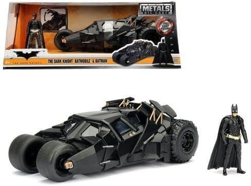 アウトレット品 ミニカー バットモービル タンブラー 映画ダークナイト Jada Toys製 精巧1/24スケール マットブラック ダイキャスト製 約19cm コンパクトサイズ 重厚感あふれるディテール フィギュア付 バットマン世界観表現 コレクション向け