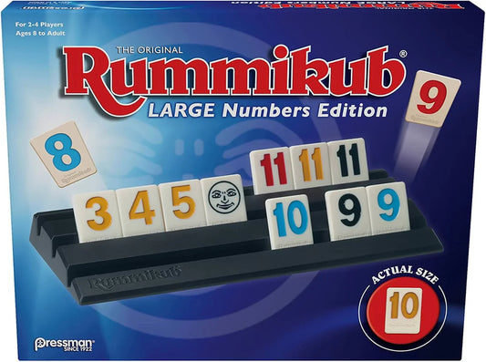 The Original Rummikub Large Numbers Edition の箱と大きな数字のタイル