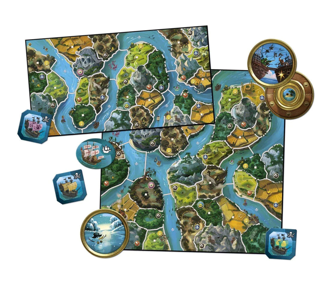 ボードゲーム Small World River World Small World 水域と海賊が織りなす新たな戦略の世界 新マップ4枚港支配で勝利拡張版 キャラベル移動 予見者の寺院利用 ランダムイベント多数 緊張感あふれる領土争い