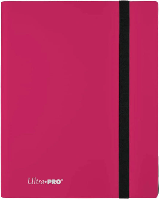 トレーディングカード Ultra Pro 9ポケットEclipse Hot Pink PROバインダー コレクション収納 360枚 大容量 横入れ式ポケット 落下防止 ゴムストラップ付 高品質非PVC素材 保護機能 滑りにくいエンボス加工 ブラックウェブ素材