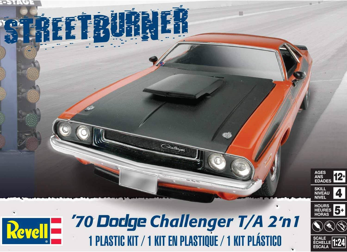 プラモデル 1970年 ダッジ チャレンジャー T/A Revell 12596 アメリカン マッスルカー 1 24スケール 2in1 精密モデルキット 高品質パーツ クロームメッキ ブラックタイヤ インテリア再現