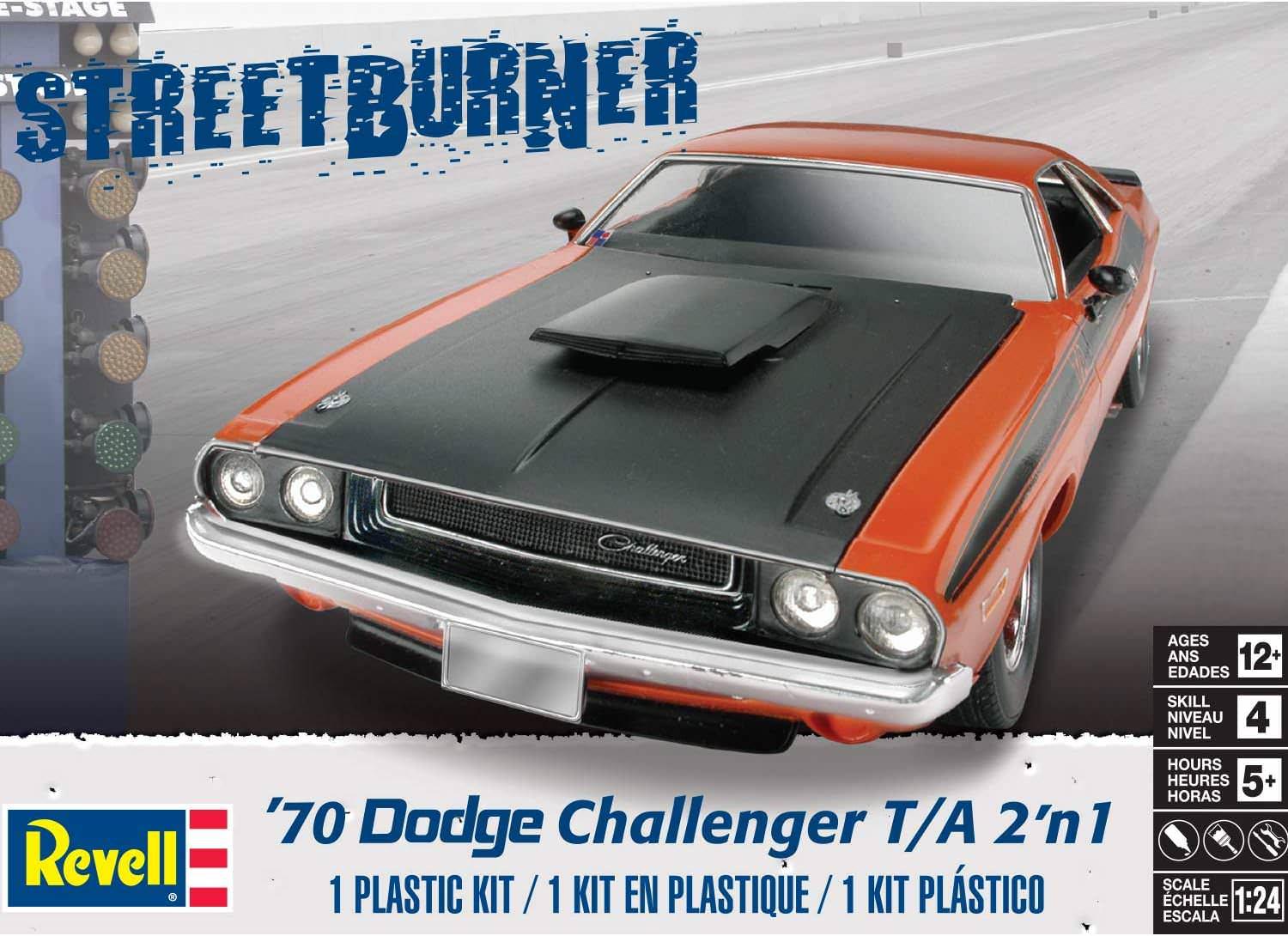 プラモデル 1970年 ダッジ チャレンジャー T/A Revell 12596 アメリカン マッスルカー 1 24スケール 2in1 精密モデルキット 高品質パーツ クロームメッキ ブラックタイヤ インテリア再現
