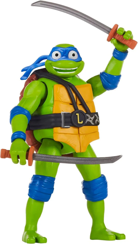 アウトレット品 フィギュア アクションフィギュア ミュータントメイヘム リーダーレオナルド 映画新作 精巧造形 豊富可動域 コレクターズアイテム 高さ4.5インチ 双刀カタナ武器ラック赤ちゃんタートル付属シェルバックストラップ収納可能