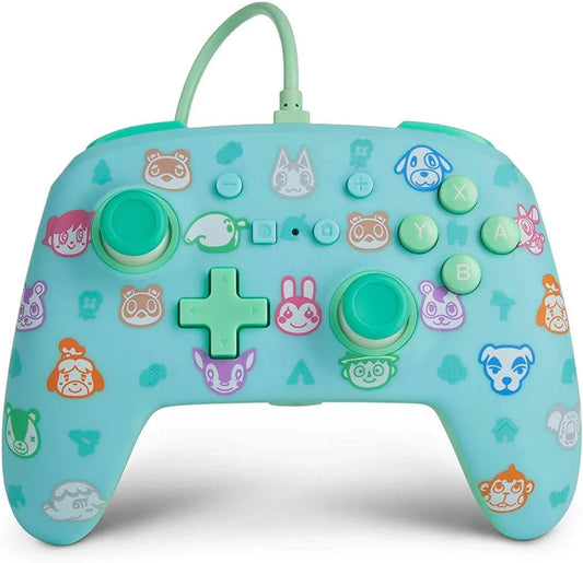 ゲームコントローラー PowerA Enhanced Animal Crossing Wired Nintendo Switch Controller あつまれ どうぶつの森デザイン 任天堂公式ライセンス 高機能 オーディオジャック マッピング可能 高耐久 USB着脱式ケーブル バッテリー不要