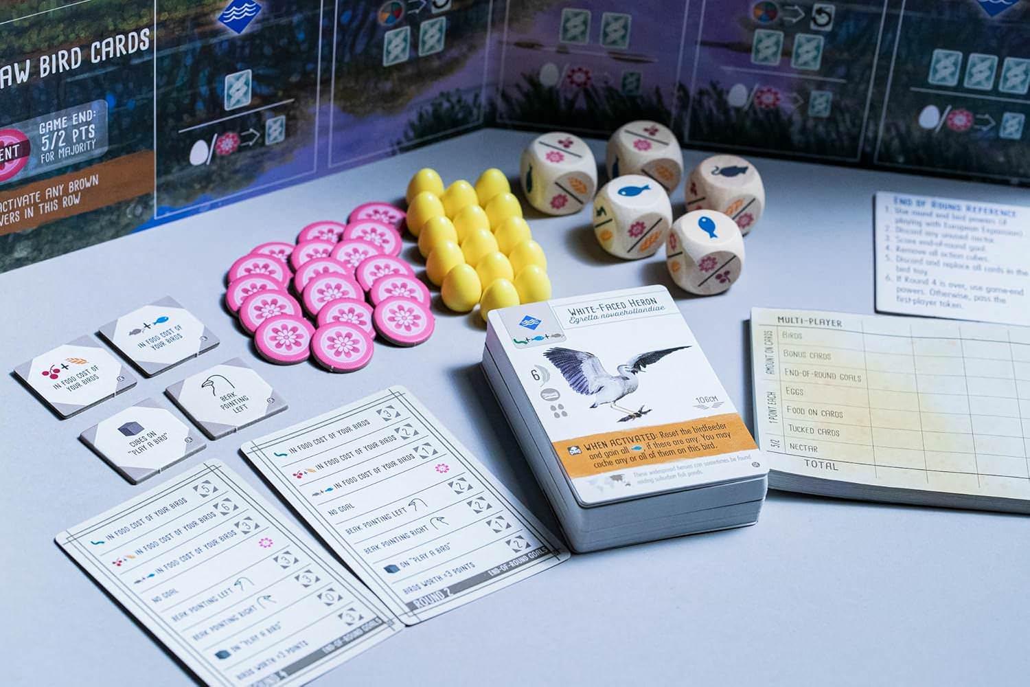 ボードゲーム Wingspan Oceania Expansion Wingspan ブランド 鳥カード95枚入り 新規ユニークデザイン黄色卵ミニチュア15個 蜜トークン69個 新ゲームメカニクス5枚プレイヤーマット ボーナスカード5枚 食料ダイス5個 