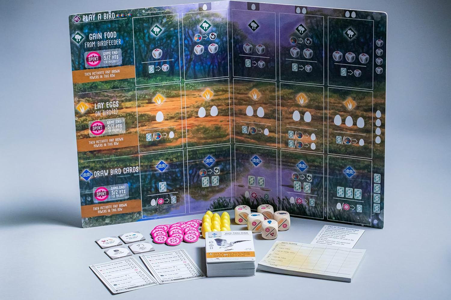 ボードゲーム Wingspan Oceania Expansion Wingspan ブランド 鳥カード95枚入り 新規ユニークデザイン黄色卵ミニチュア15個 蜜トークン69個 新ゲームメカニクス5枚プレイヤーマット ボーナスカード5枚 食料ダイス5個 