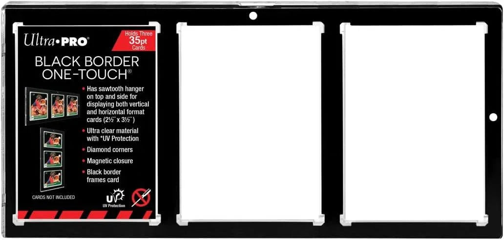 トレーディングカード 35PT 3-Card Black Border UV ONE-TOUCH Magnetic Holder 高品質マグネット式カードホルダー 標準サイズ対応 最大35pt収納可能 UVカット加工 非PVC素材 酸無添加 ダイヤモンドコーナー設計 縦横展示対応