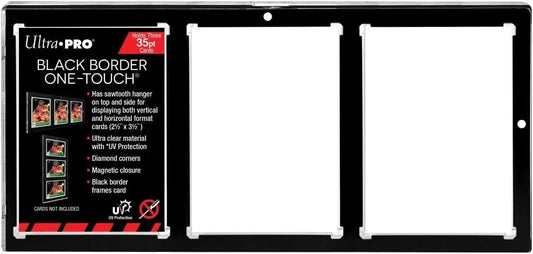 トレーディングカード 35PT 3-Card Black Border UV ONE-TOUCH Magnetic Holder 高品質マグネット式カードホルダー 標準サイズ対応 最大35pt収納可能 UVカット加工 非PVC素材 酸無添加 ダイヤモンドコーナー設計 縦横展示対応