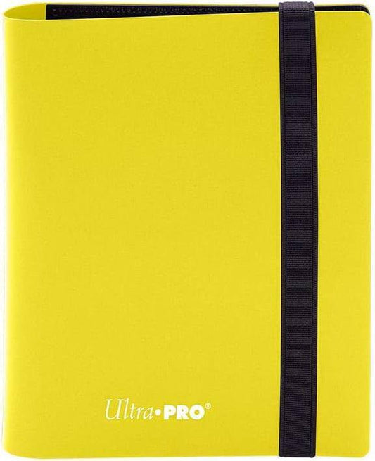 トレーディングカードバインダー Eclipse 2ポケットPROバインダー Ultra Pro 鮮やかなレモンイエロー 非PVC 素材 長期 保存 酸不使用 滑り止め ウェブ素材 サイドローディングポケット 80枚 収納可能 エンボス加工 ゴムストラップ付き