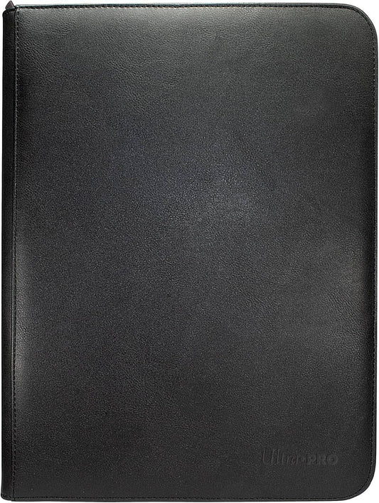 トレーディングカードバインダー Vivid 9 Pocket Zippered PRO-Binder Black Ultra Pro 高品質カード収納 長期保存対応 酸を含まない非PVC素材 パッド入りレザーレットカバー ジッパー開閉 360枚収納 並行輸入品 - Trade Center