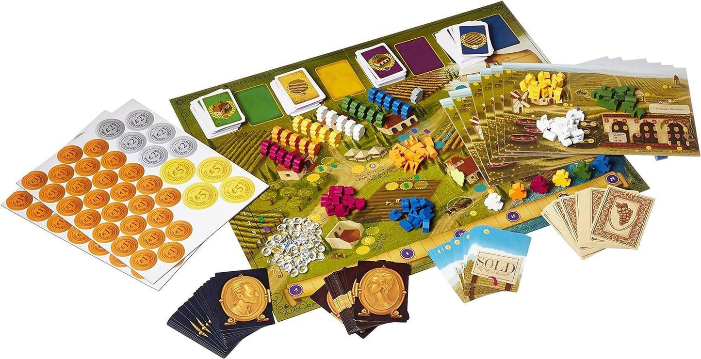 ボードゲーム Viticulture Essential Edition トスカーナの丘で紡ぐワイナリー経営 ヴィティカルチャー 美しいトスカーナの丘陵地帯 戦略的ワーカープレイスメント 労働者配置 季節変化 四季折々の農園経営 
