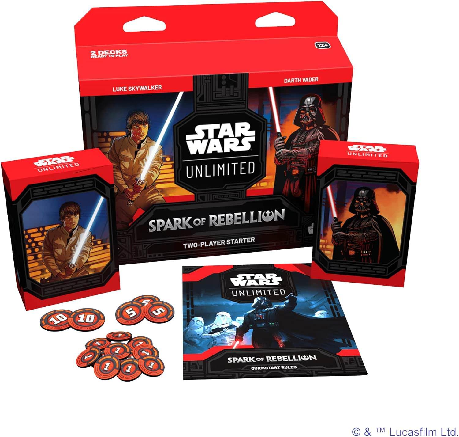 トレーディングカードゲーム Star Wars Unlimited Trading Card Game Spark of Rebellion 2-Player Starter Deck Set Fantasy Flight Games フォース光闇対決ルークスカイウォーカー 英語版 日本語説明書なし