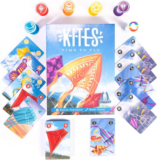 ボードゲーム Kites カイト Kites 砂時計 協力型リアルタイムゲーム 6色の砂時計を使い仲間と協力してカラフルな凧を空高く舞い上げる戦略的かつ緊張感あふれるボードゲーム
