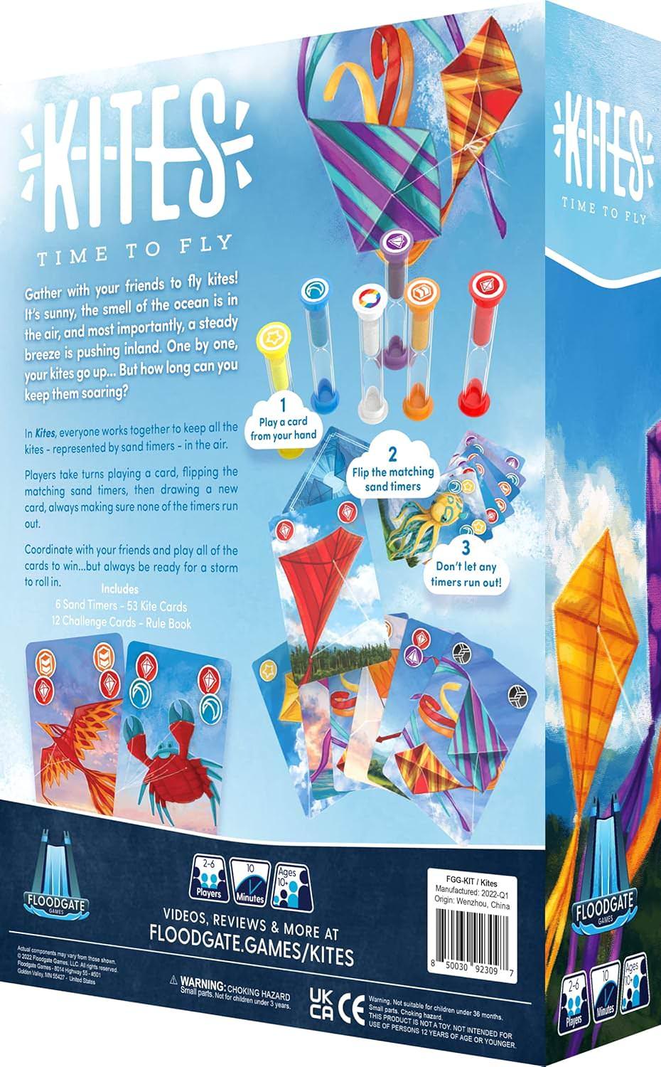 ボードゲーム Kites カイト Kites 砂時計 協力型リアルタイムゲーム 6色の砂時計を使い仲間と協力してカラフルな凧を空高く舞い上げる戦略的かつ緊張感あふれるボードゲーム