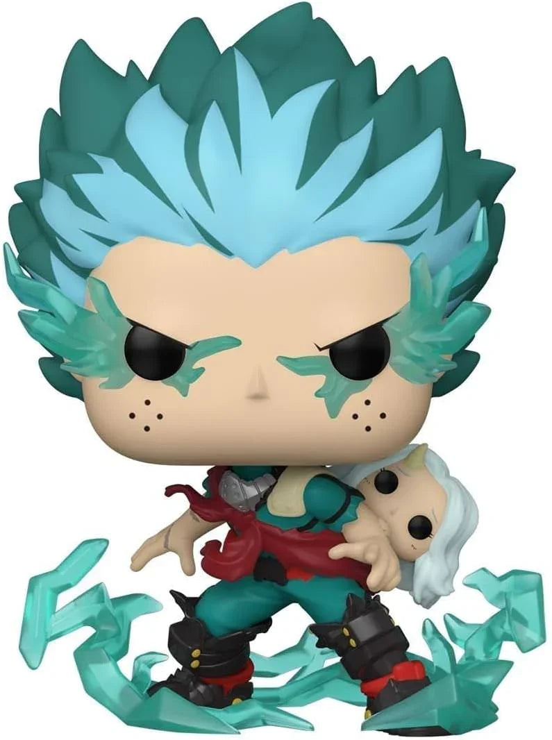 フィギュア Funko POP アニメーション 僕のヒーローアカデミア インフィニット デク with エリ 堀越耕平 雄英高校 特徴的なポーズ 雷光エフェクト 緑色戦闘服 白髪角 女の子 個性操作 巻き戻し 力100パーセント 背負い救出