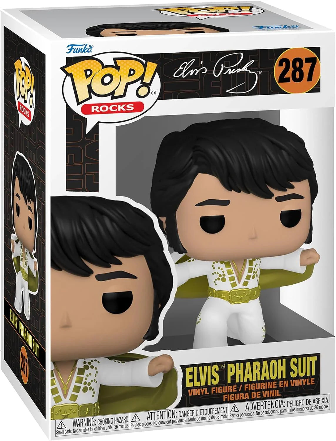 フィギュア Funko POP! Rocks Elvis Presley Pharaoh Suit Vinyl Figure プレミアムコレクターアイテム 人気ロックアイコン 1973ラスベガス公演再現 伝説豪華金色衣装 高さ約9.6cm デフォルメデザイン公式ライセンス製品