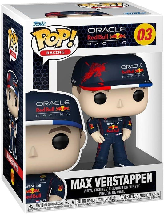 フィギュア Funko Pop! オラクル・レッドブル・レーシング マックス・フェルスタッペン 高さ約9cm コンパクトサイズ 大きな頭部 小さな体 レーシングスーツ 忠実再現 鮮やかブルー 赤コントラスト スポンサーオラクルロゴ 台座付き