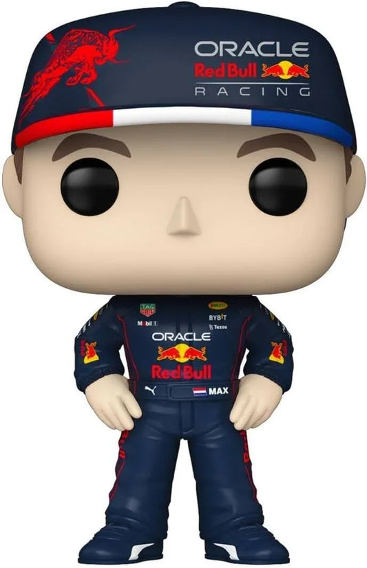 フィギュア Funko Pop! オラクル・レッドブル・レーシング マックス・フェルスタッペン 高さ約9cm コンパクトサイズ 大きな頭部 小さな体 レーシングスーツ 忠実再現 鮮やかブルー 赤コントラスト スポンサーオラクルロゴ 台座付き