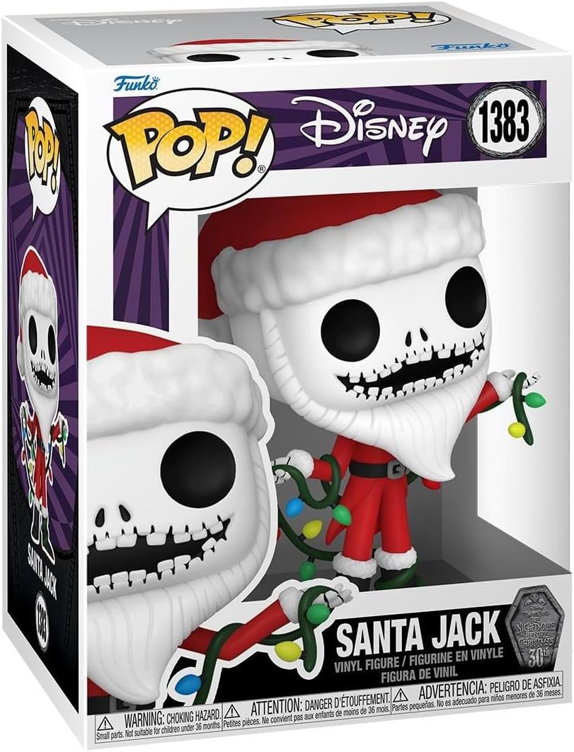 フィギュア Funko Pop! サンタジャック ナイトメア・ビフォア・クリスマス Funko 特別限定版 赤白サンタ衣装 骸骨キャラクター 高さ約9.5cm ポップデザイン 30周年記念 2023年発売 コレクターズアイテム 人気作 ティム・バートン作品