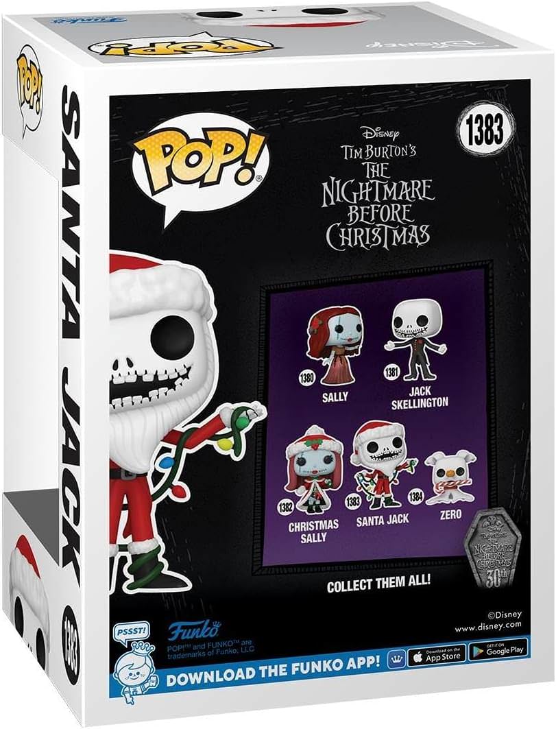 フィギュア Funko Pop! サンタジャック ナイトメア・ビフォア・クリスマス Funko 特別限定版 赤白サンタ衣装 骸骨キャラクター 高さ約9.5cm ポップデザイン 30周年記念 2023年発売 コレクターズアイテム 人気作 ティム・バートン作品