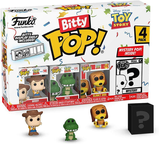 フィギュア トイ・ストーリー Bitty Pop! ビニールフィギュア 4パック ウッディ レックス スリンキー ミステリーフィギュア Funko 手のひらサイズ ミニチュアコレクション 取り外し可能底蓋 アクリルケース ディスプレイセット