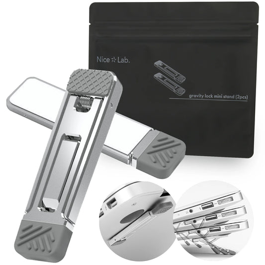 NiceLab. 貼り付けタイプノートパソコンスタンド【PCと一体化する極薄3.5mm】肩こり軽減と快適な打ち心地を叶える 角度調整 姿勢改善