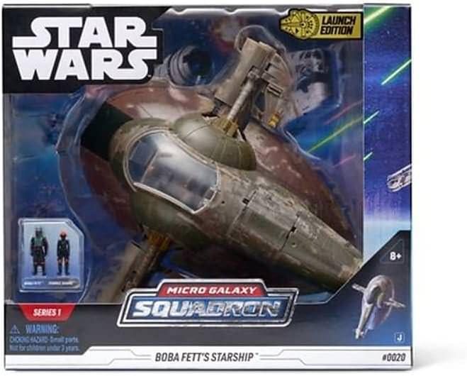 フィギュア スター・ウォーズ マイクロ・ギャラクシー・スコードロン ボバ・フェットのスターシップ ジャズウェア コックピット回転 開閉サイドパネル 伸縮搭乗用ランプ 取り外しウェポンブロック 可動マイクロフィギュア付属 並行輸入品