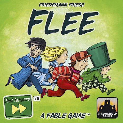 協力型カードゲーム Fast Forward FLEE 脱出カードゲーム Friedemann Friese 知恵を絞るパズルストーリー性プレイ人数1ー4人12歳以上75ー90分簡単ルール自然理解章立て進行モンスター逃避緊張感一体感 