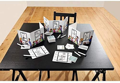 パーティーゲーム Picassimo Haba 描画と推理を組み合わせた新感覚アートゲーム 芸術的センス不要 3ー6人用 約30分 プレイ時間 8歳以上対象 900単語含む150枚カード 消去可能描画ボード 変換カード搭載 家族団らん 