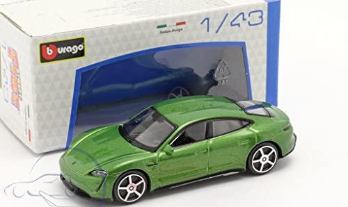 ミニカー ポルシェ タイカン ターボS 2019年モデル 1/43スケール ダイキャスト ミニカーボディカラー グリーン 精巧なディテール コレクション価値 流麗なボディライン ポルシェ エンブレム 緻密なインテリア ステアリング ダッシュボード シート