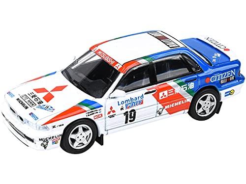 ミニカー 三菱ギャランVR-4 1989年ロンバードRACラリー仕様 パラゴン 1/64スケール 高精細模型 四輪駆動ターボエンジン搭載 ラリーカー仕様 スポンサーデカール再現 ホイールライト細部精密再現 コレクション向け 日本車初WRC優勝モデル 希少限定品