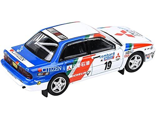 ミニカー 三菱ギャランVR-4 1989年ロンバードRACラリー仕様 パラゴン 1/64スケール 高精細模型 四輪駆動ターボエンジン搭載 ラリーカー仕様 スポンサーデカール再現 ホイールライト細部精密再現 コレクション向け 日本車初WRC優勝モデル 希少限定品