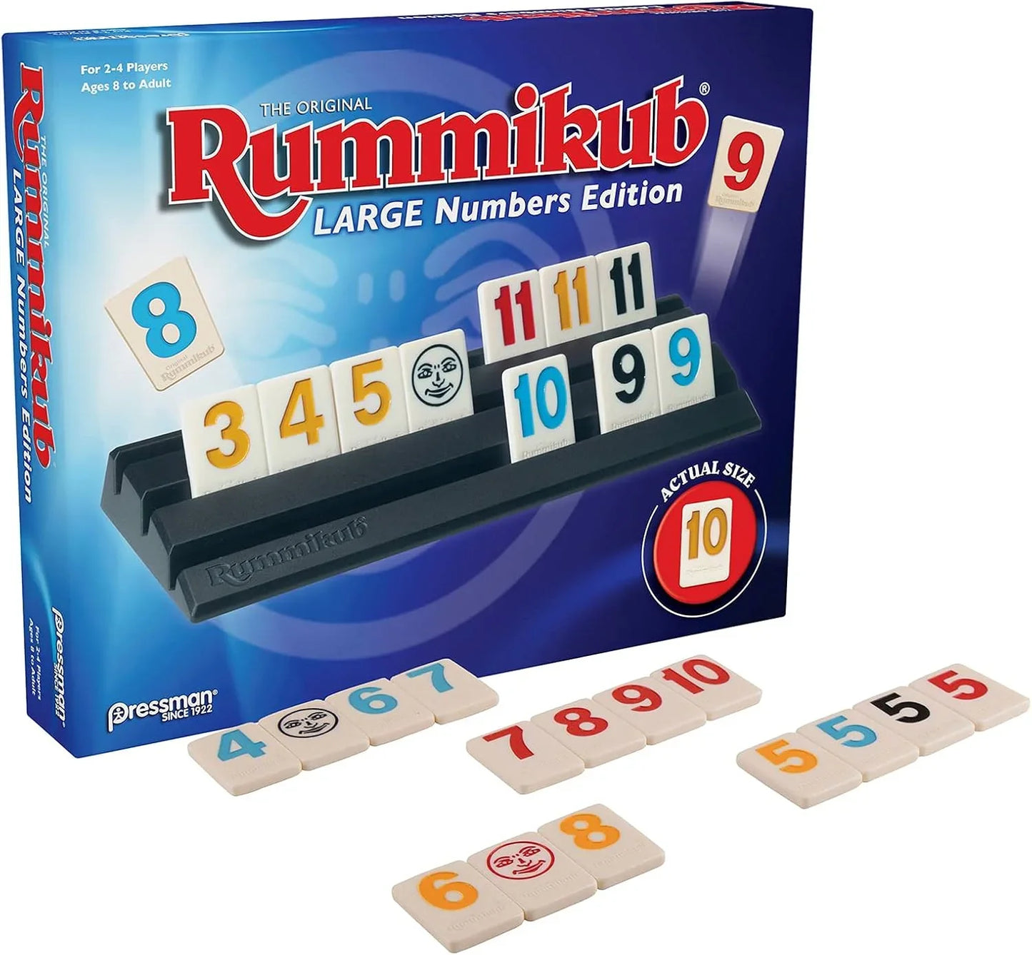 ボードゲーム ラミキューブ The Original Rummikub Large Numbers Edition Pressman社 タイルゲーム 大きく明るい数字 高品質 106枚タイル 家族向け 2人から4人 8歳以上 約60分 戦略性と運 世代を超えて楽しめる 英語版 日本語説明書なし