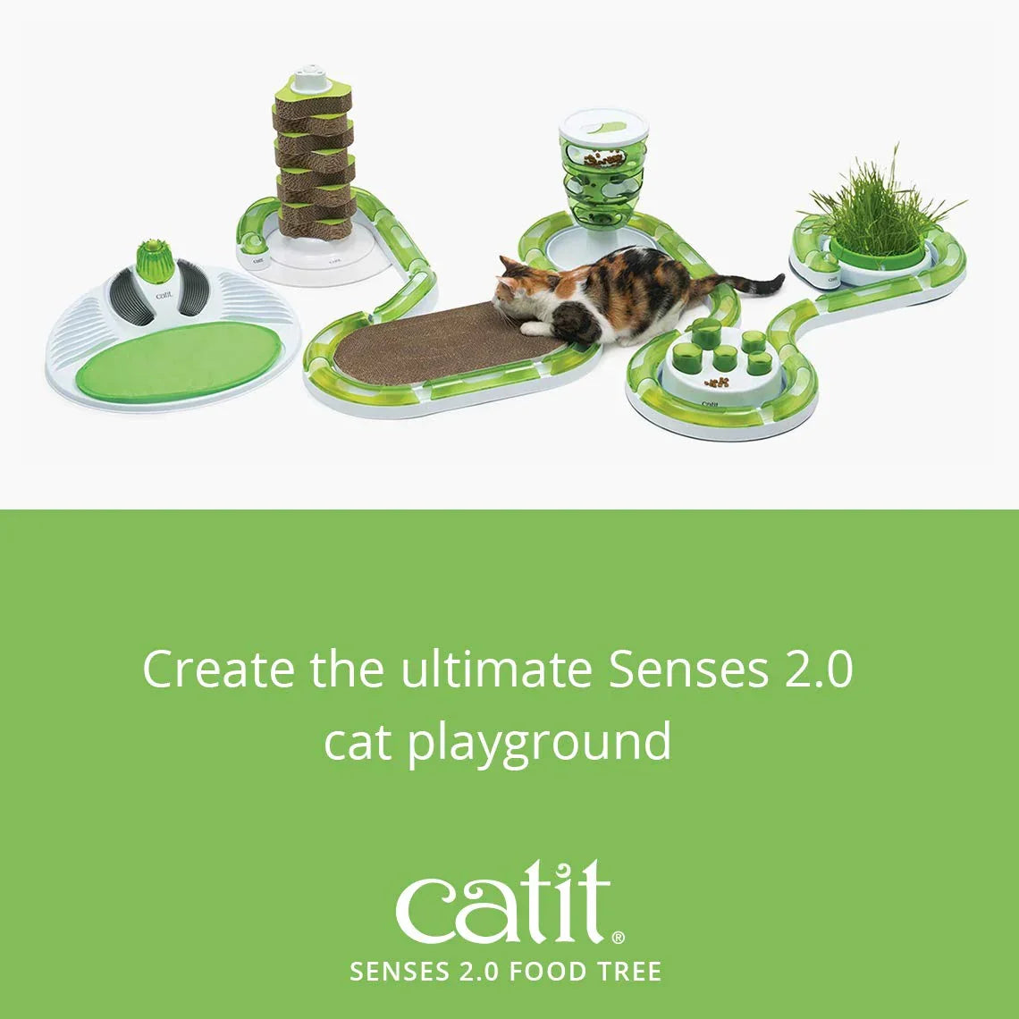 アウトレット品 給餌器 Catit Senses 2.0 フードツリー 猫用 知能刺激 食事ペース促進 安全設計 丈夫 早食い防止 遊びながら食べる 猫ちゃん用 ツリー型探索 本能刺激 健康維持 簡単投入 活動量増加 食品グレード素材 猫の知的好奇心対応