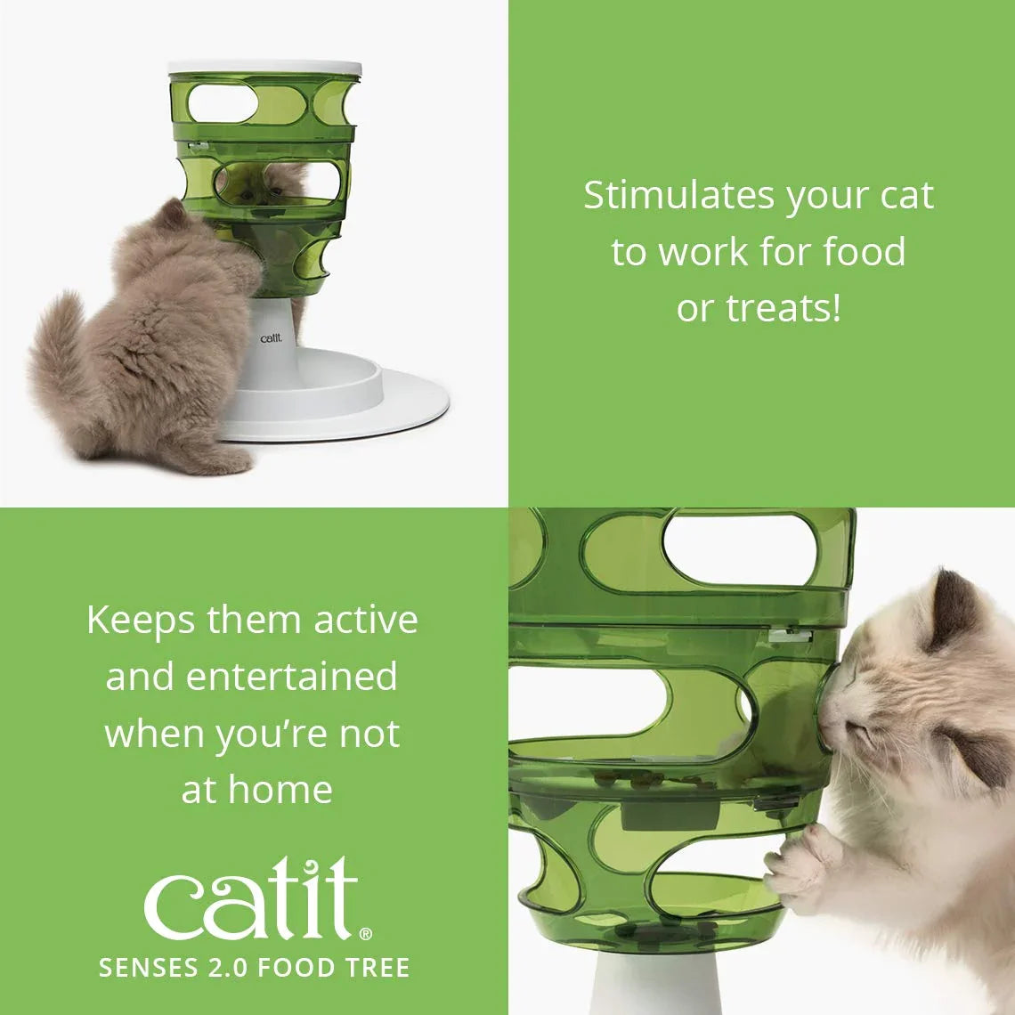 アウトレット品 給餌器 Catit Senses 2.0 フードツリー 猫用 知能刺激 食事ペース促進 安全設計 丈夫 早食い防止 遊びながら食べる 猫ちゃん用 ツリー型探索 本能刺激 健康維持 簡単投入 活動量増加 食品グレード素材 猫の知的好奇心対応