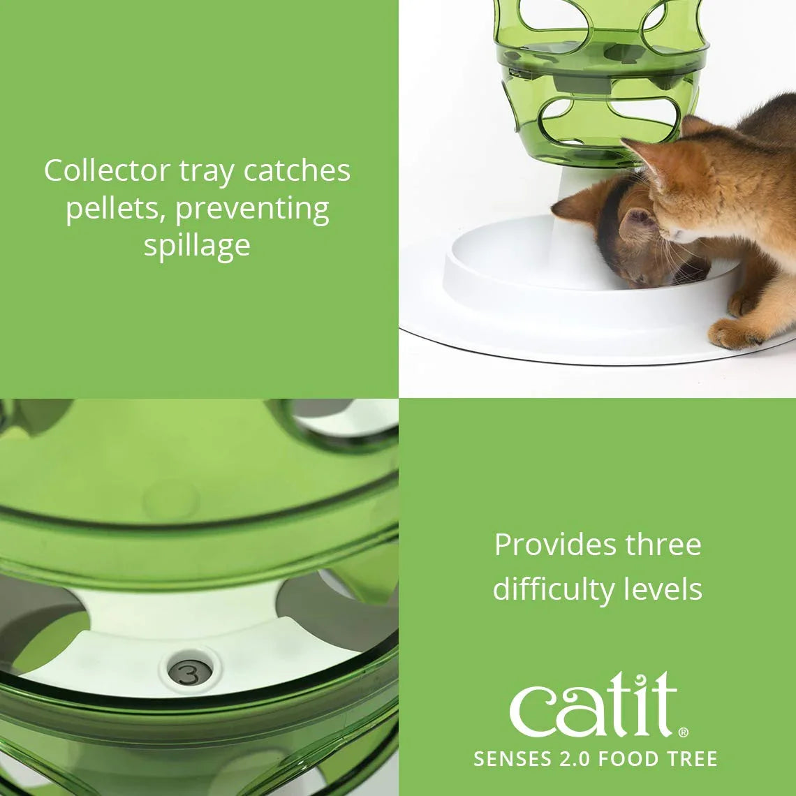 アウトレット品 給餌器 Catit Senses 2.0 フードツリー 猫用 知能刺激 食事ペース促進 安全設計 丈夫 早食い防止 遊びながら食べる 猫ちゃん用 ツリー型探索 本能刺激 健康維持 簡単投入 活動量増加 食品グレード素材 猫の知的好奇心対応