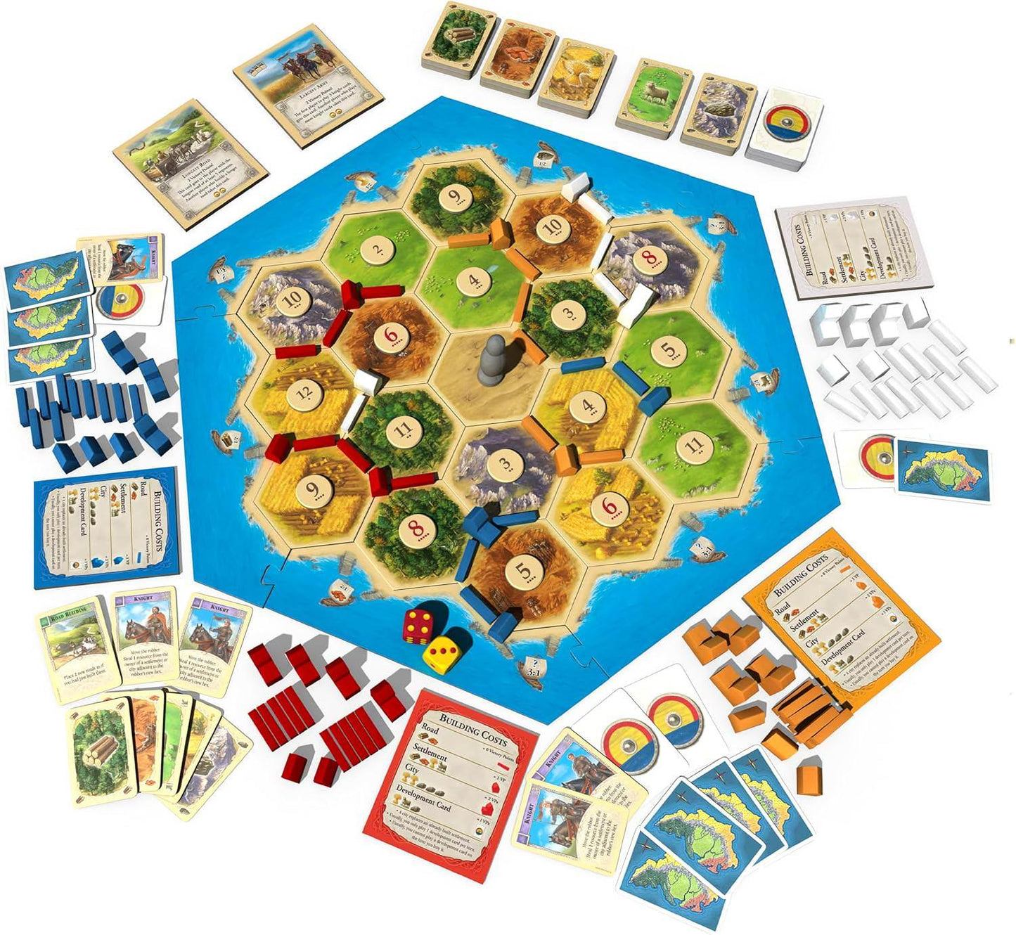 ボードゲーム CATAN基本セット CATAN 戦略性 高い 可変式 ゲームボード 六角形 地形タイル 木材 レンガ 羊毛 麦 鉱石 資源 取引 交渉 3-4人用 プレイ時間60-90分 対象年齢10歳以上 海岸フレームピース 港ピース 木製開拓地