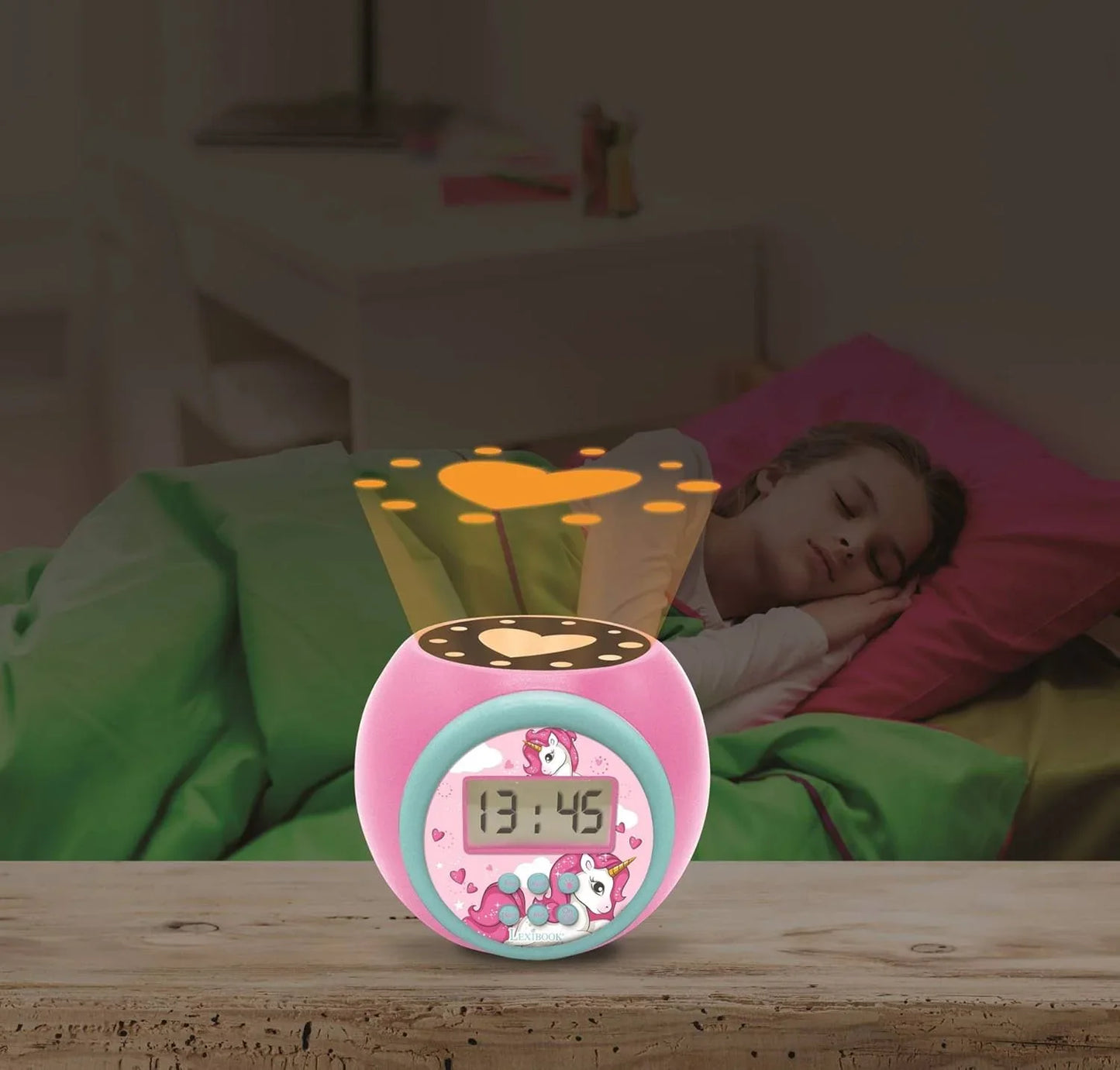 目覚まし時計 レキシブック ユニコーン プロジェクター目覚まし時計 子ども用 キッズ時計 ユニコーンデザイン ヨーロッパ設計 LCD表示 バックライト付き 12時間 24時間表示 大きなボタン 操作簡単 自動消灯タイマー付き 安心 並行輸入品