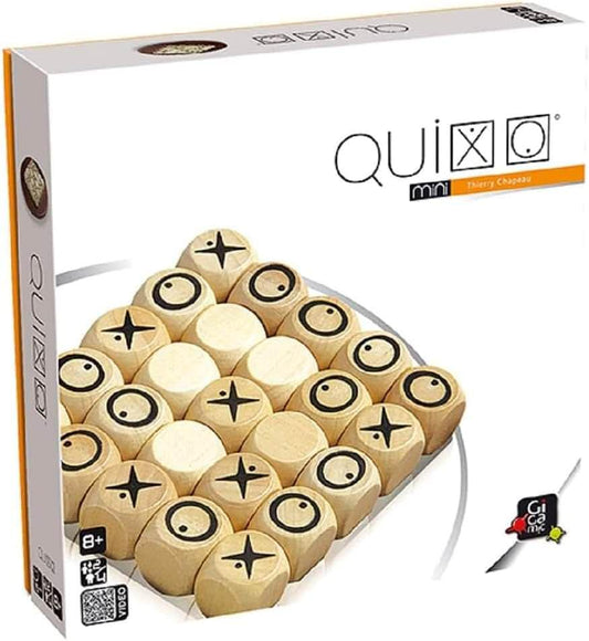 木製ボードゲーム Quixo Mini Gigamic 戦略的 思考力育成 コンパクト サイズ 持ち運び便利 収納バッグ付き 6歳以上 2人から4人対応 チーム戦可能 耐久性高い 木製立方体25個 プッシュプルシステム 短時間対戦 10から15分